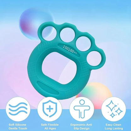 Grip Strength Trainer with Four Ring, Hand Strengthening Devices 3-Pieces for Rehabilitation Training, Stress Relief, Forearm Strengthene for Men & Women