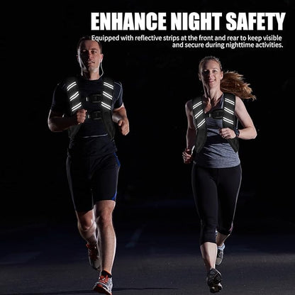 Weighted Vest for Women Men, 6lb/8lb/12lb/16lb/20lb/25lb/30lb Adjustable Weight Vest with Reflective Stripes for Workout, Strength Training, Running, Fitness, Muscle Building, Weight Loss, Rucking Vest With Phone Pouch