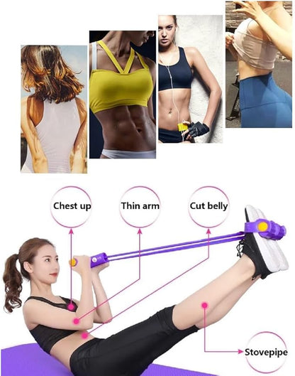 6-Tube Foot Pedal Resistance Bands with Handles | Figure 8 Resistance Band, Full Body Workout Kit for Home Gym, Strength & Toning | Portable Fitness Equipment for Legs, Arms, Core & Glutes