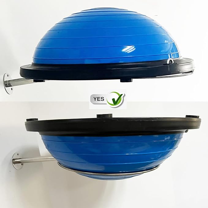 Pmsanzay Wall Mounted Half Ball Balance Trainer Holder, Sturdy Stainless Steel Balance Trainer Storage Rack, Half Yoga Exercise Ball Display Holder for Home Gym,Studios - No Balance Trainer