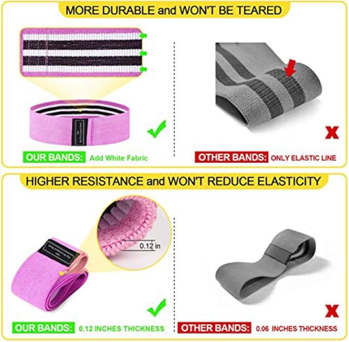 Fabric Resistance Bands Set,Women/Men Exercise Bands for Legs and Butt,3 Resistance Level Booty Bands,Home Fitness Yoga Pilates Equipment