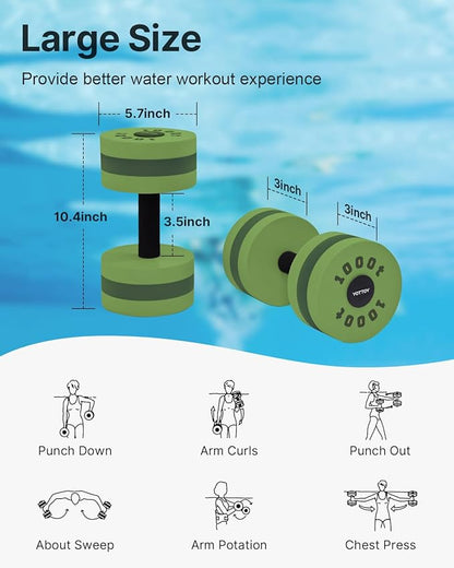 YOTTOY Water Dumbbells for Pool Exercise,Foam Aquatic Dumbbells for Water Aerobics,Resistance Training & Physical Therapy,Pool Weights for Water Workouts,Aqua Fitness,Set of 2