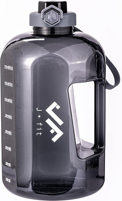 JFIT BPA Free Reusable Sports Water Bottle w/Time Markers, Leakproof Flip-Top Lid & Carry Strap – Durable PETG, 2.28" Wide-Mouth for Ice – Eco-Friendly, Odor-Free & Easy to Clean