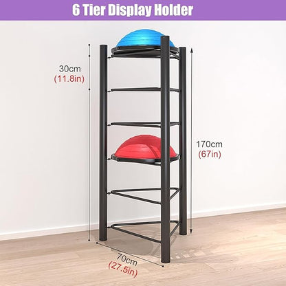 Commercial Gym Exercise Ball Holder Half Ball Balance Trainer Holder 5/6 Layer Stability Balls Organizer, Workout Equipment Shelf
