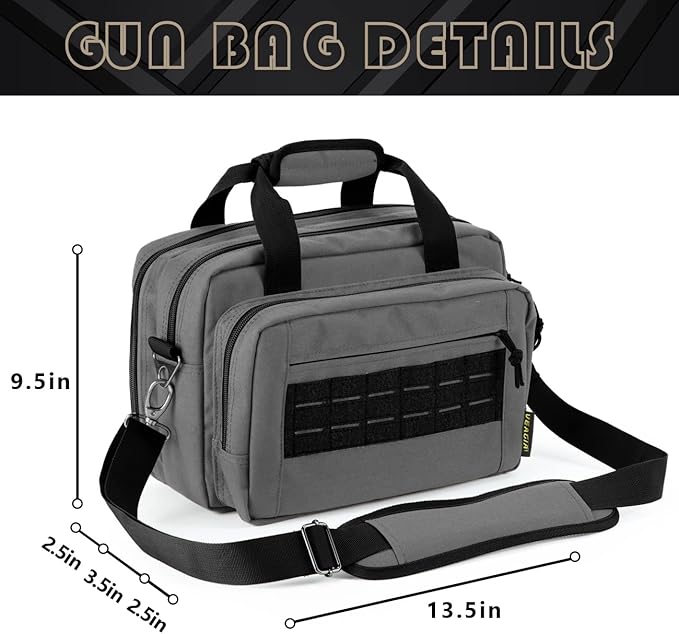 VEAGIA Range Bag,Pistol Case,Gun Range Bags For Handguns And Ammo Pouch 2 Pistols Soft Carrying Shooting Bag