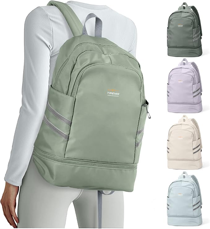 coofay Gym Backpack For Women Waterproof Backpack With Shoe Compartment Lightweight Travel Backpack Sports Backpacks Large Gym Bag