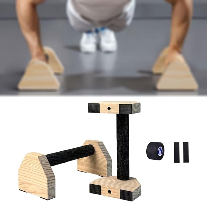 2Pcs Push up Bar Home Workout Equipment Parallettes Bar for Adults Wood Push up Stands for Gymnastics Exercise Aerobics