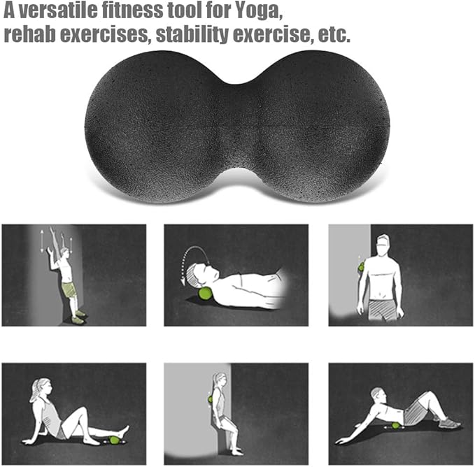 EPP Yoga Foam Roller, Muscle Massage Ball Set for Body Stress Relief, with High Density Ergonomic Soft Surface for Yoga, Exercises and Stability Training (24x12cm Double Balls)