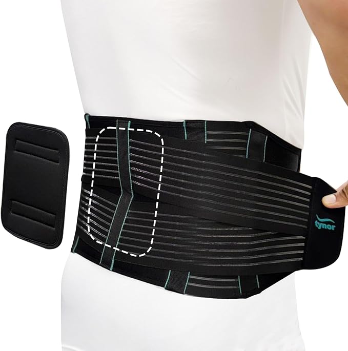 TYNOR Back Brace for Lower Back Pain with Lumbar Pad for Men & Women, Breathable Lumbar Support Brace with Adjustable Straps for Herniated Disc, Scoliosis & Lifting (XL, Premium Black)