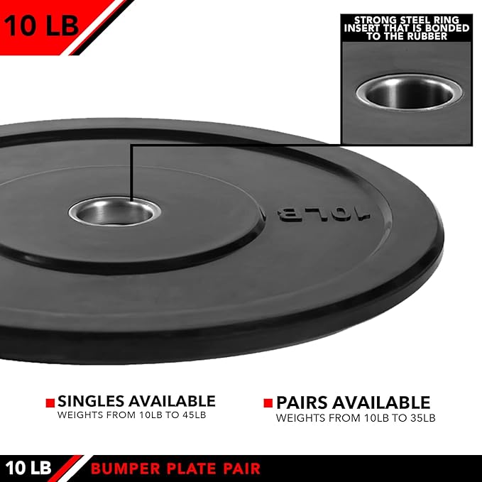 JFIT Olympic 2 Inch Grip Plates and Bumper Plates for Barbell - Single Weights or Sets of 2 (Muliple Weights)