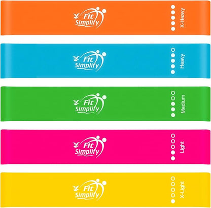 Fit Simplify 10 Inch Resistance Loop Exercise Bands, Set of 5, Assorted Colors