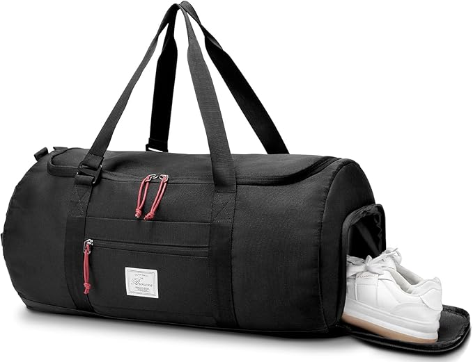 Travel Duffle Bag for Men 65L Large Size Traveling Duffel Bag Weekender Overnight with Shoes Compartment Multifunctional Sports Gym Bags (Black#1)