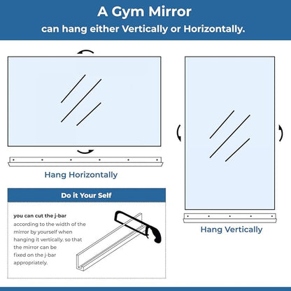 Fab Glass and Mirror Large Gym Mirror for Home Gym 36x60 - Full Length HD Tempered Glass Wall Panel - Professional Workout Display with Safety Backing - 1/4 Inch Commercial Grade