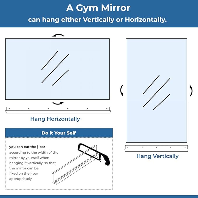 Fab Glass and Mirror Large Gym Mirror for Home Gym 48x72 - Full Length HD Tempered Glass Wall Panel - Professional Workout Display with Safety Backing - 1/4 Inch Commercial Grade