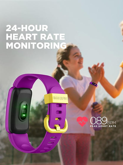BIGGERFIVE Vigor Kids Fitness Tracker for Girls & Boys Ages 5-15, Kids Watch with IP68 Waterproof, Pedometer, Activity Tracker with Heart Rate & Sleep Monitor, Calorie & Step Counter Watch