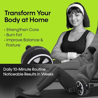 Ab Roller Wheel – 4-in-1 Ab Roller Kit with Knee Mat, Jump Rope & Resistance Band – Core & Abs Workout Equipment for Home Gym – Abdominal Exercise Wheel for Men & Women