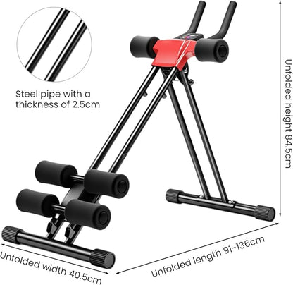 Ab Workout Equipment | Adjustable Ab Trainer Machine for Home Gym Fitness | Foldable Full Body Strength Training Exercise Equipment for Abdominal Exercise & Strength Training | Knee Protection-Black