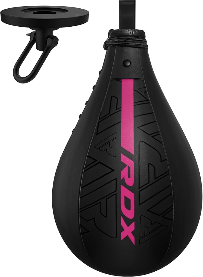 RDX Speed Bag Boxing Ball, Maya Hide Leather Dodge Striking Target with Additional Bladder, MMA Muay Thai Punching Workout Kicking Martial Arts Training Home Gym Exercise Speedball
