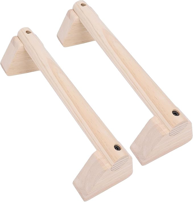Focket 2 Pcs Wood Push Up Bars, Wooden Parallettes Bars with Non Slip Pads, Pushup Handles Calisthenics Equipment for Handstand Training, Home Fitness Equipment for Men Women