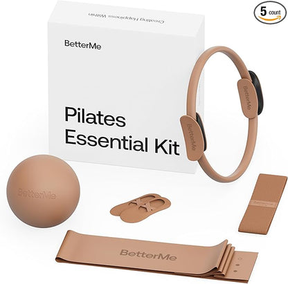 BetterMe Pilates Essential Kit - Pilates Ring, Long Resistance Bands, Pilates Loop Bands, Ball and More - Complete Home Pilates Kit for Women