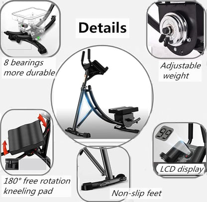 Ab Machine Adjustable Ab Workout Equipment, Abs Machine for Stomach Workout, Abdominal/Core Fitness Equipment For Home Gym,Strength Training Exercise Machine for Women and Men