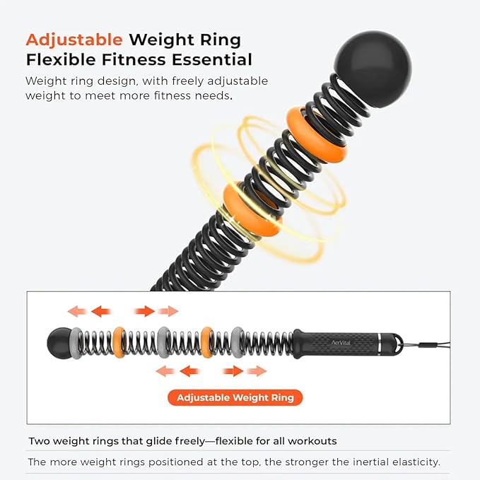 Ropeless Battle Ropes with Adjustable Weights, Cordless Heavy Battle Rope for Home Gym & Travel, Portable Weighted Exercise Equipment for HIIT, Cardio & Low Impact Workout(Black)