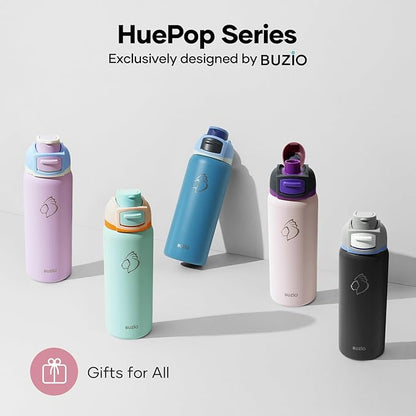 BUZIO 32oz Metal Water Bottle with Chug Lid, Insulated Flask with Leakproof Locking Lid for Sports Travel Gym Work, BPA-Free, Carry Loop, Dishwasher Safe, Best Holiday Gift for man/women, Light Pink