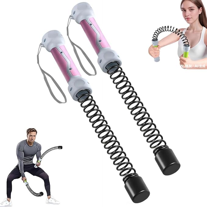 Weighted Ropeless Battle Ropes for Home Gym, Portable Weighted Workout Ropes Set, Heavy Duty Arm Exerciser Low-Impact Full Body Exercise Equipment for Men & Women (Pink)