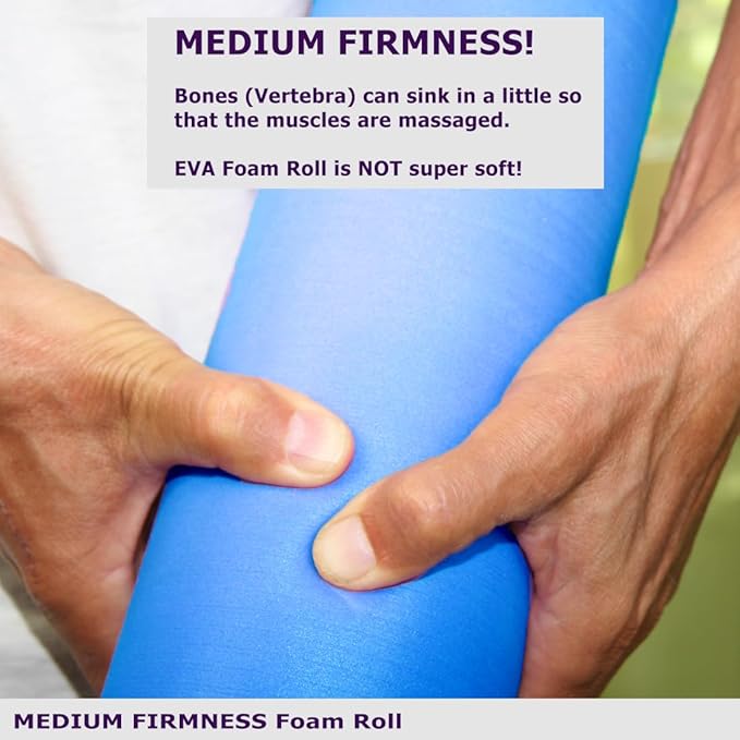Foam Roller Back Leg Muscle Pain - Small Size Hard Density EVA Muscle Recovery Roll Ø3.75"x18" for Physical Therapy, Helps as Spine Cracker Stretcher