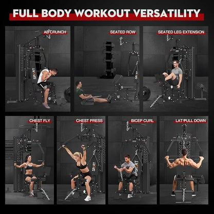 SPART Home Gym Station,Multifunctional Home Gym Workout Equipment,with 160LBS Weight Stack for Leg Press & Chest Fly, All in One Exercise Equipment Full Body Strength Training with Pulley System