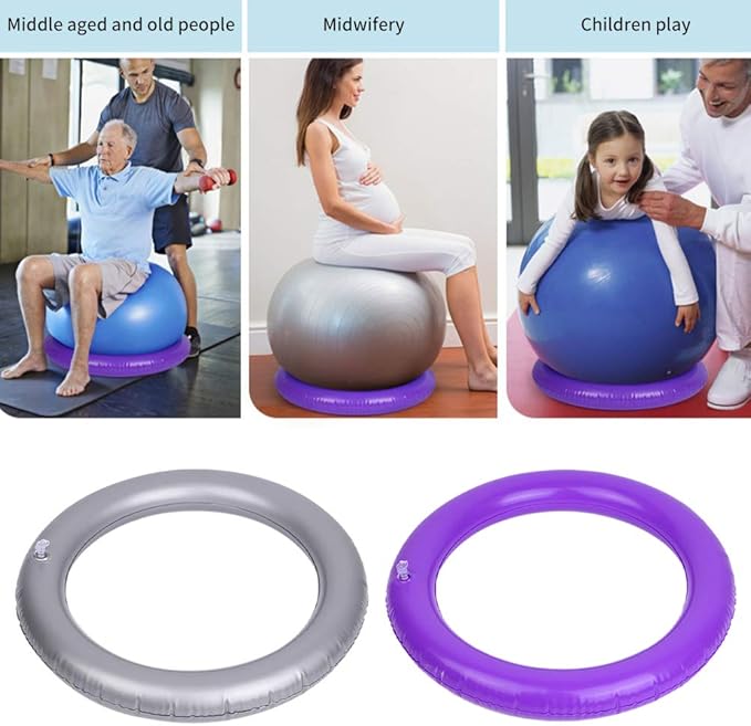 Yoga Ball Base，Fixed Ring Round PVC Anti Slip Stable, Fitness Ball for Home Gym, Office, Improves Back Pain, Posture & Balance