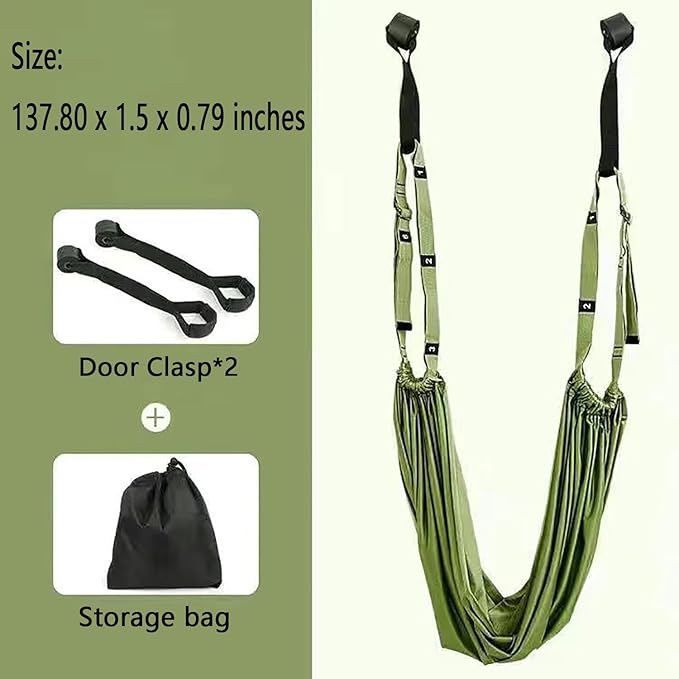 Yoga Stretching Strap,Stretching Equipment with Door Anchor,Back Stretcher for Back Pain, Flexibility Tensile Trainer for Dance Aerial Yoga Ballet Leg Stretching Exercise (Green)
