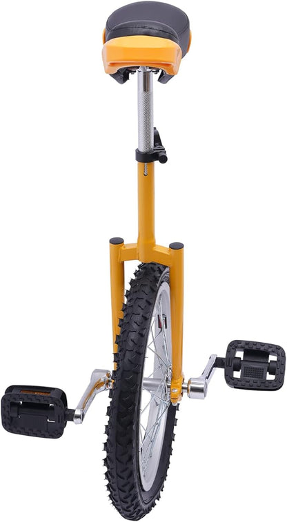 16/24 Inch Wheel Unicycle with Steel Rim, Unicycle Electric Wheel Skidproof Mountain Tire Cycling Sports Exercise with Adjustable Seat, Adults Kids Outdoor Sports Fitness Exercise Tool