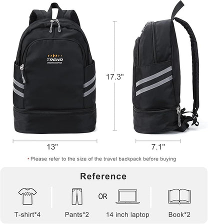 coofay Gym Backpack For Women Waterproof Backpack With Shoe Compartment Lightweight Travel Backpacks Black Sports Backpacks Large Gym Bag