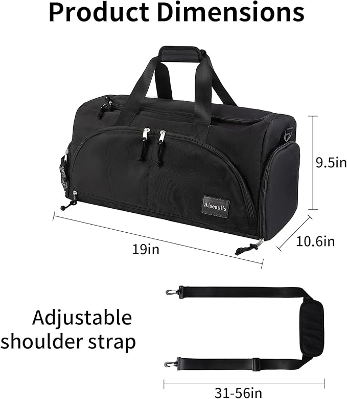 Gym Bag for Men & Women with Shoes Compartment and Wet Pocket Convertible Duffle Bag and Gym Backpack Waterproof Sports Duffel for Travel, Sports, Fitness & Workout