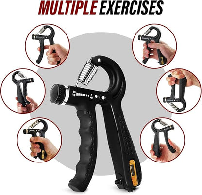 Hand Grip Strength Trainer with Adjustable Resistance 10-130lbs (4.5-59kg), Forearm Hand Grip Strength Exerciser for Muscle Building, Injury Recovery, and Therapy Stress Relief, Black