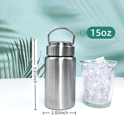 CDJ 16 OZ Uninsulated Single Wall Stainless Steel Water Bottle, Reusable Metal Water Bottle for Sports, Leakproof and Durable, Perfect for Hiking, Gym, Picnics, and Outdoor Activities