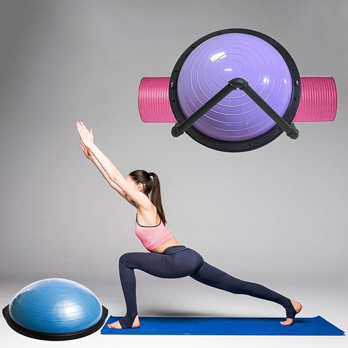 Balance Ball Holder Wall Mount,Balance Ball Half Rack Home Gym Studios Standing Half Ball Balance Trainer Shelf (Black)