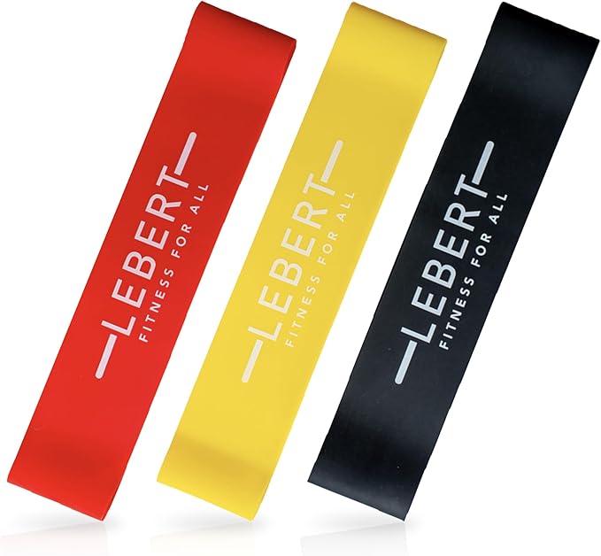 Lebert Fitness | Lebert Mini Bands | Resistance Exercise Bands for Strength Training, Stretch and Mobility | Workout Bands for Men and Women | 3 Pack (Light, Medium, Heavy)