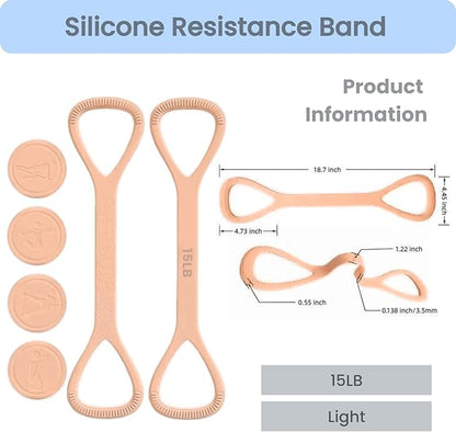 Figure 8 Resistance Band with Handles, Silicone Exercise Bands for Physical Therapy, Arm Shoulder Back Chest Workout, Portable Home Fitness Stretching Equipment for Yoga & Pilates
