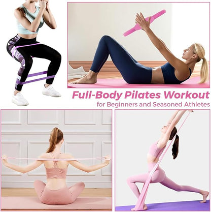 13 Pcs Pilates Kit for Women - Home Pilates Equipment Set with Magic Circle Resistance Bands Yoga Ball for Beginners Full Body Toning Thighs Arms Hip Workout