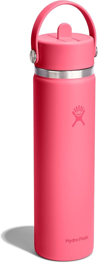 Hydro Flask Water Bottle - Insulated Stainless Steel - Wide Straw Lid, Non Spill, Leakproof in 24 Oz Popstar Pink