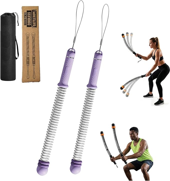 Adjustable Ropeless Battle Ropes - Cordless Weighted Training Ropes for Home Gym | HIIT Workouts | Portable Exercise Equipment for Full Body Strength Training