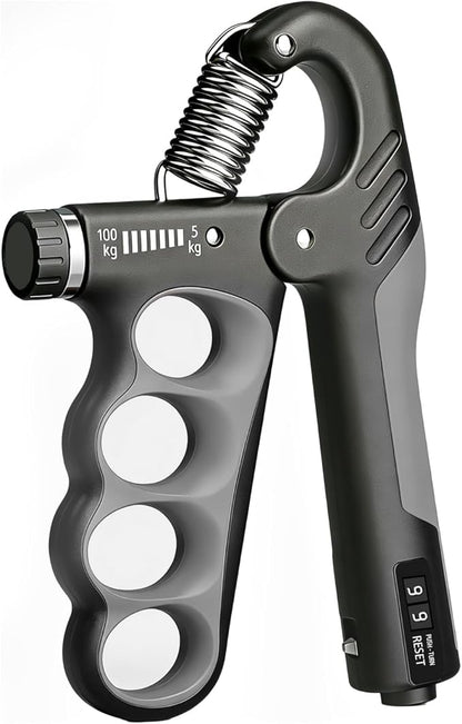 Hand Gripper Strengthener, 11-220LBs Adjustable Resistance Grip Strength Trainer with Counter, Forearm Exerciser for Injury Recovery and Muscle Building