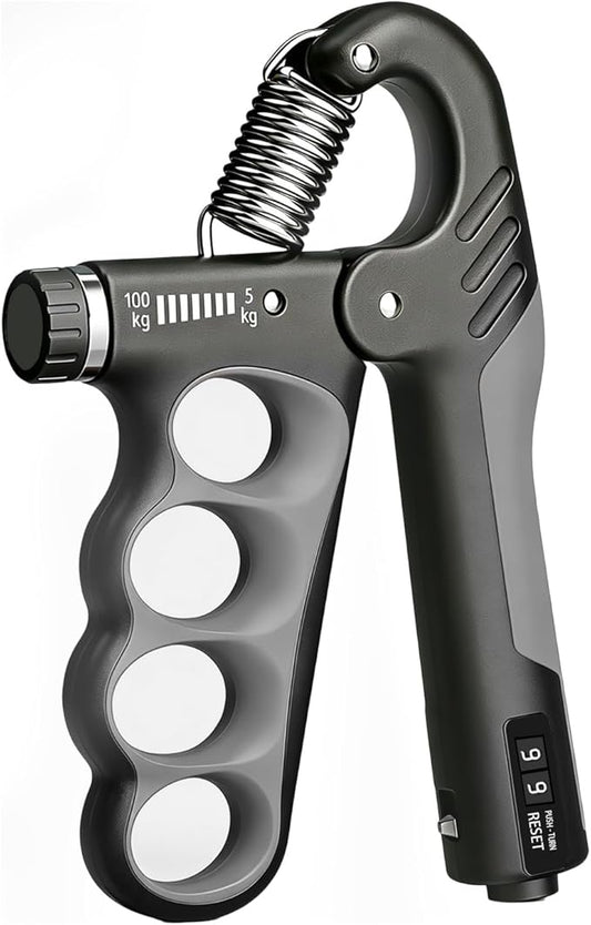Hand Gripper Strengthener, 11-220LBs Adjustable Resistance Grip Strength Trainer with Counter, Forearm Exerciser for Injury Recovery and Muscle Building