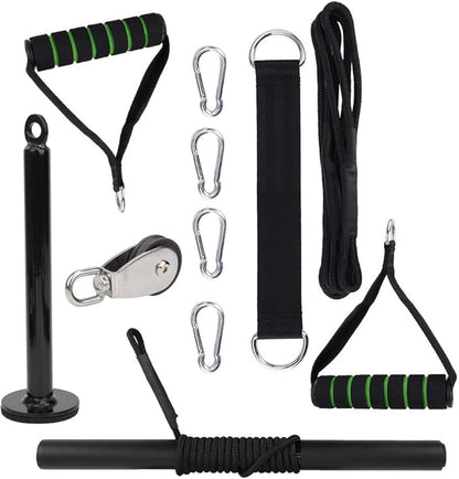 11Pcs DIY Fitness Equipment Accessories Set Strength Power Training Device Kit for Home Gym Pulley System with Adjustable Endurance for Full Body Workout