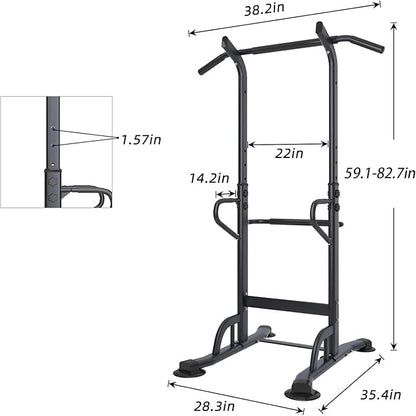 soges Power Tower Adjustable Height Pull Up & Dip Station Multi-Function Home Strength Training Fitness Workout Station