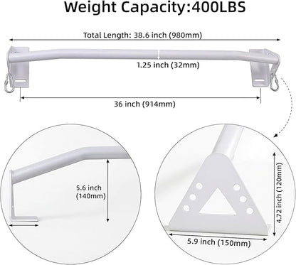 Wall Mounted Pull Up Bar Doorway, Heavy Duty Strength Training Pull-Up & Chin Up Bars for Doorframe, Support Beam or Joist Mount Thick Metal Sturdy Construction Support 500 lbs