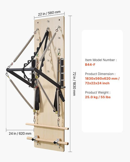 VEVOR Pilates Reformer Accessories for Home Gym, Include Reformer Box/Chair/Spine Corrector/Wall Mounted Machine/Jump Board/Foldable & Dual Resistance Springs