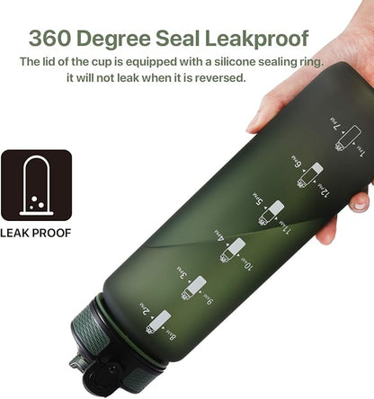 EYQ 32 oz Water Bottle with Time Marker, Carry Strap, Leak-Proof Tritan BPA-Free, Ensure You Drink Enough Water for Fitness, Gym, Camping, Outdoor Sports